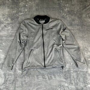 Nike Basketball Warmup Jacket Mens Small Gray Full Zip Hyper Elite Dry Vented